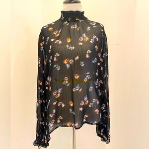 Love Fire Los Angeles/Blouse/Floral/Sheer/Large